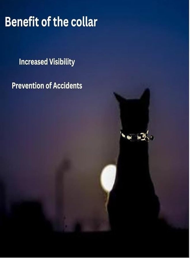 Pups&Pets High-Visibility cat Collar Safety cat Collar with Reflective Strip Nighttime Glow in Dark cat Collar wih Bell Pack of 1 - Image 3